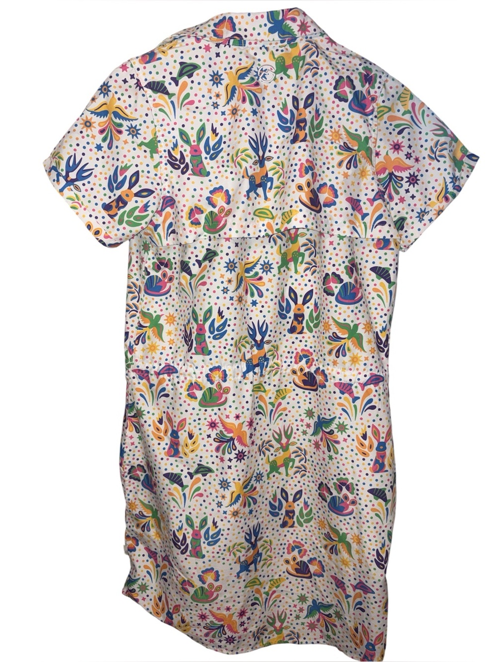 Magellan Outdoors White Multicolor Print Short Sleeve Shirt Dress - Picture 2 of 8